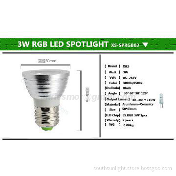 colorful 3W RGB led spot lighting,RGB Remote Control LED Light Bulb